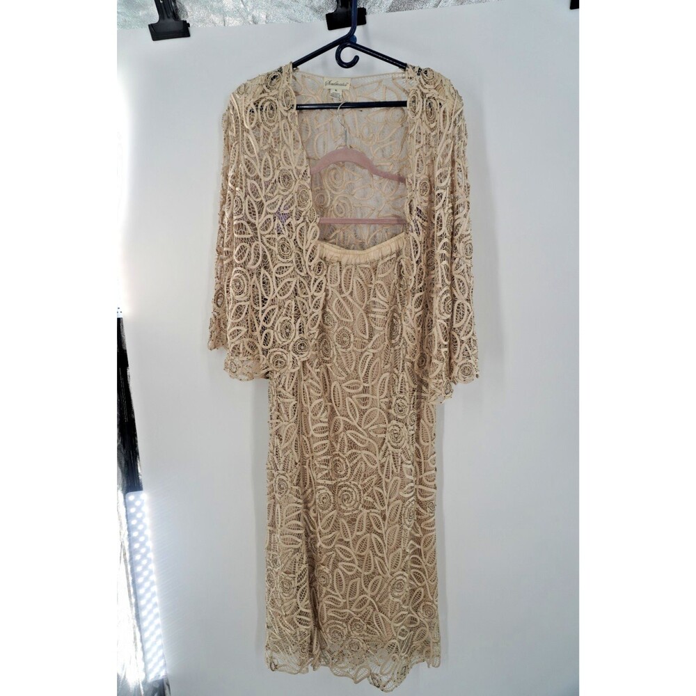 Soulmates 2 Piece Hand Drafted Lace Skirt Set Champagne Mother OfBride Sz XL NWT